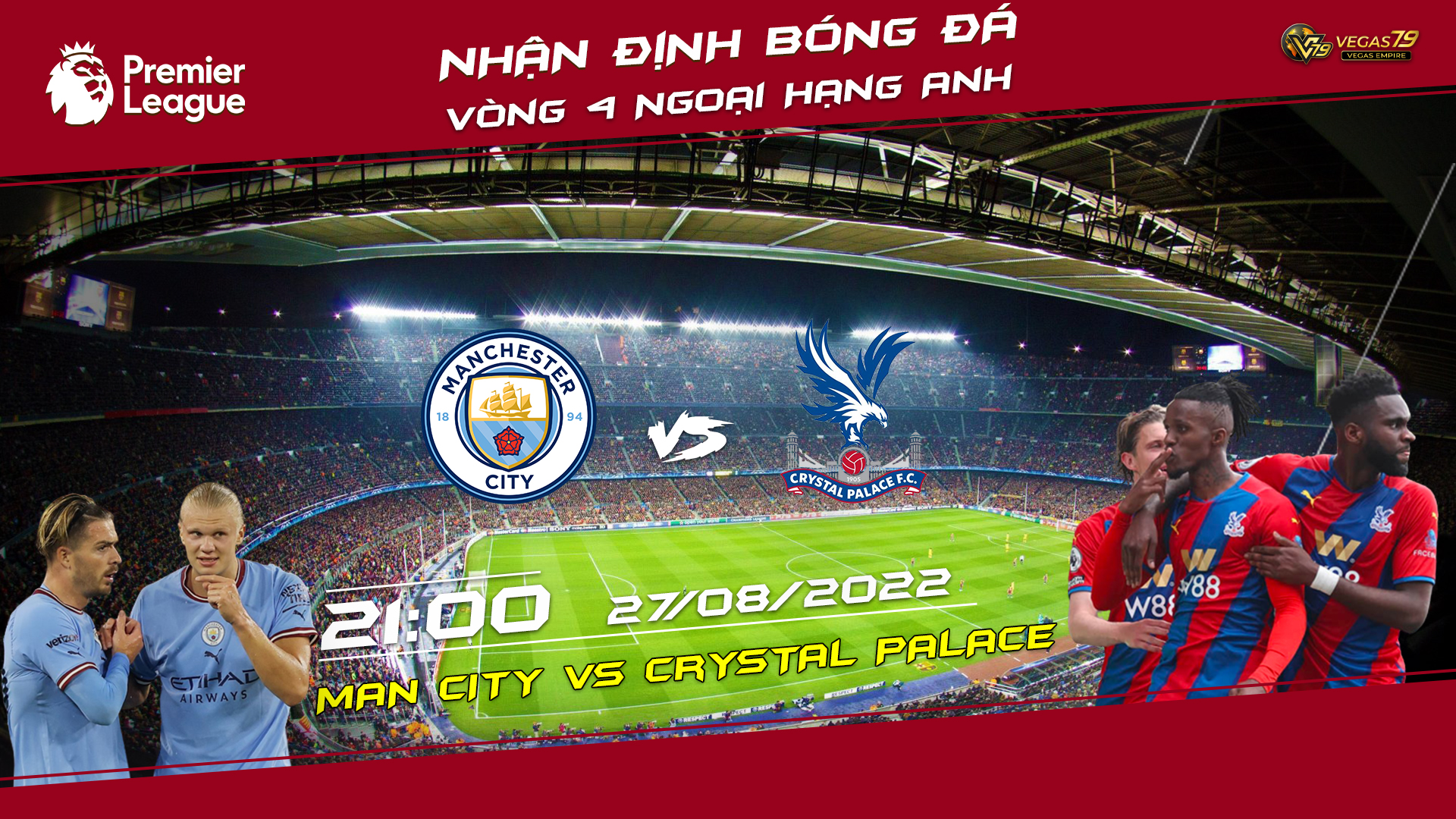 Soi kèo bóng đá Man City vs Crystal Palace, 21h ngày 27/8